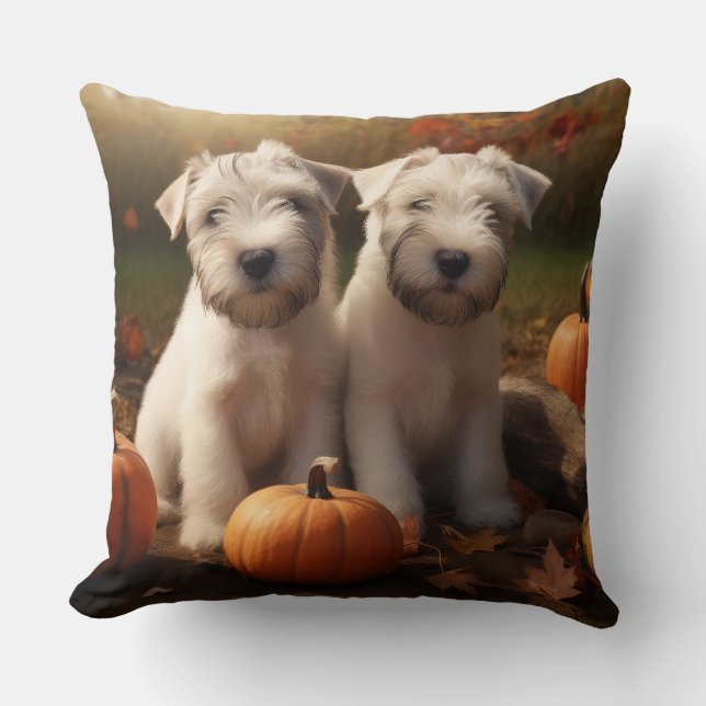 Coussin Wheaten Terrier chiot Automne Citrouille délice (Recto)