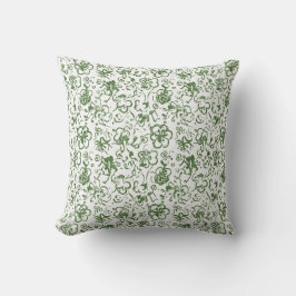 Coussin Whimsical Clover Dance – Green Chinoiserie-Inspire