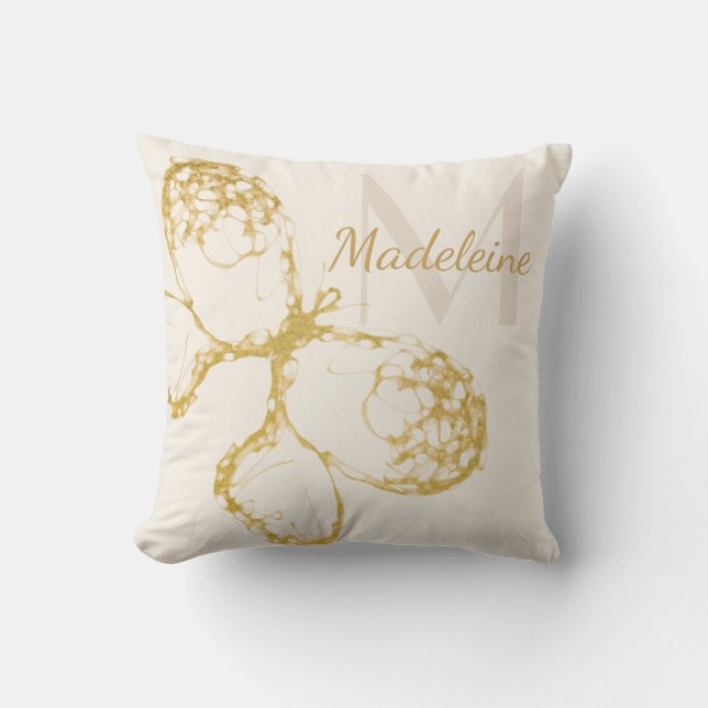 Coussin Whimsical Elegant Butterfly Or Monogram Boho (Recto)