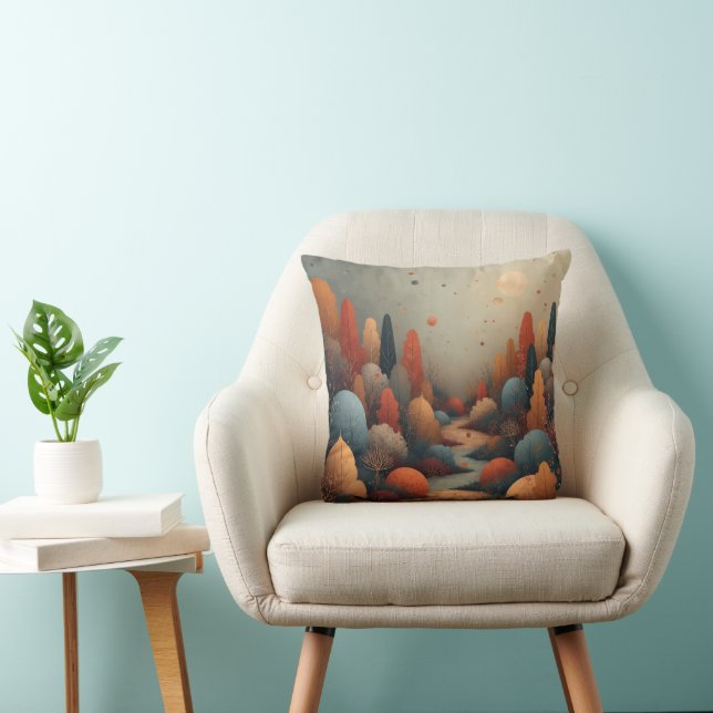Coussin Whimsical Enchanted Forest Abstract Landscape (Chaise)