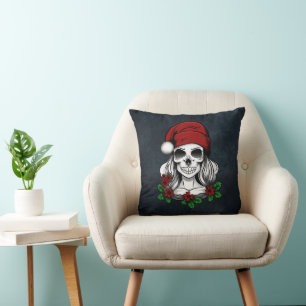 Coussin Whimsical gothique Père Noël Crâne Noël