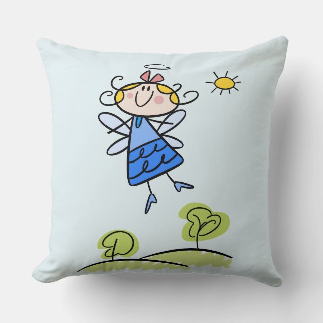 Coussin Whimsical Happy Flying Angel Fairy (Recto)