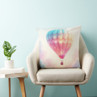 Coussin Whimsical Mystical Flying Air Balloon Light Colors