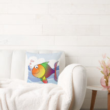 Whimsical Tropical Fish Throw Pillow