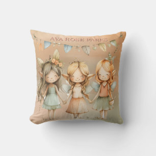 Coussin Whimsical Vintage Fées Fille Anniversaire Cadeau