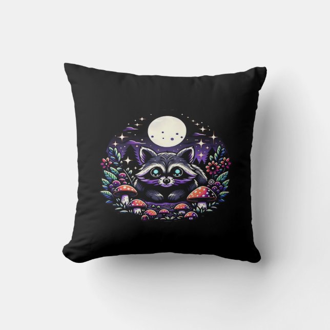Coussin Whimsigoth Raccoon Sous La Vinta Lune (Recto)