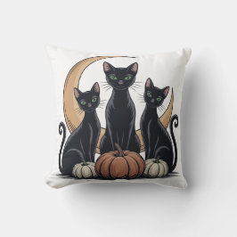 Coussin Whimsigothique Chats noirs Citrouille Lune Hallowe