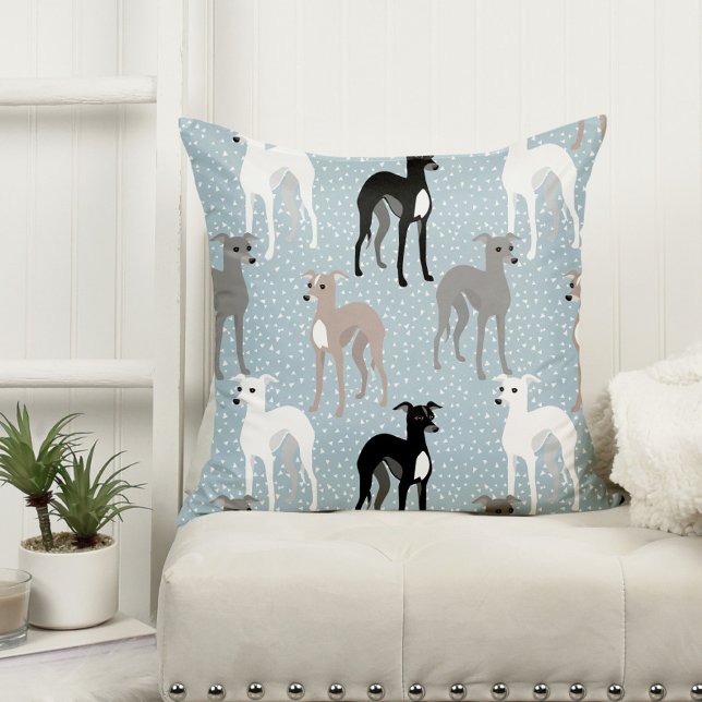 Coussin Whippets or Italian Greyhounds Retro Pattern (Créateur téléchargé)