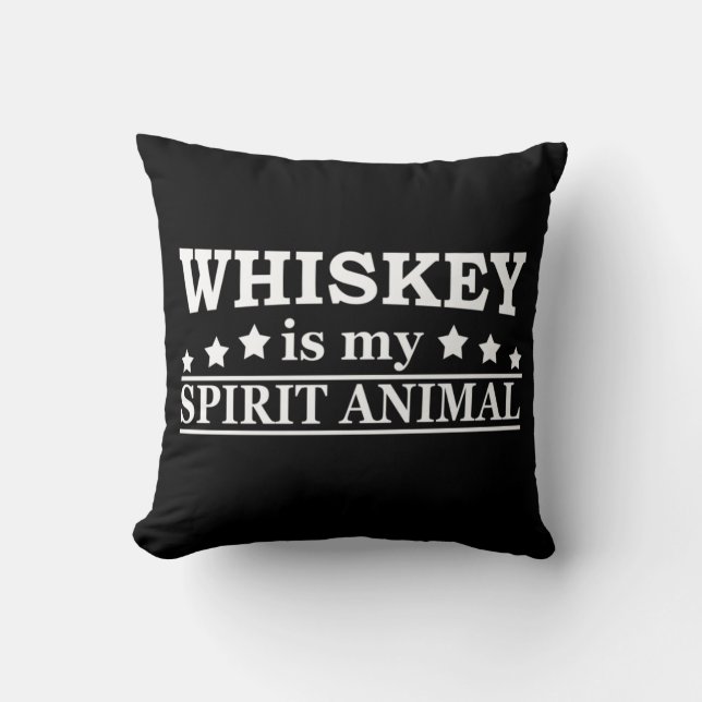 Coussin Whiskey est mon animal d'esprit drôle de dire alco (Recto)