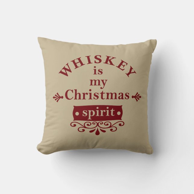Coussin Whiskey est mon esprit de Noël (Recto)