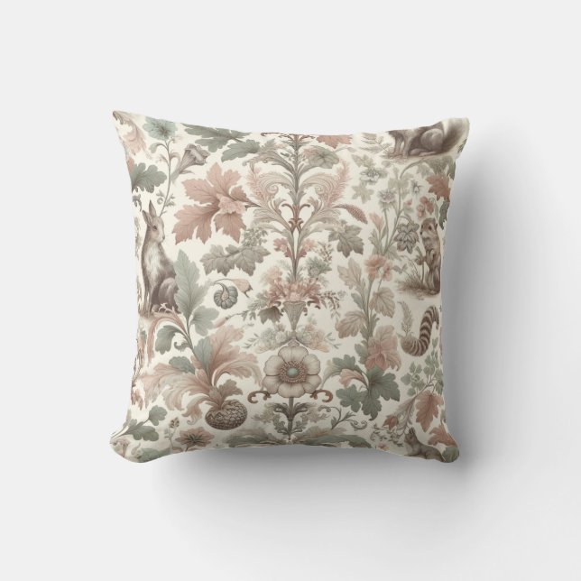 Coussin Whispers Woodland : Élégance de la nature victorie (Recto)