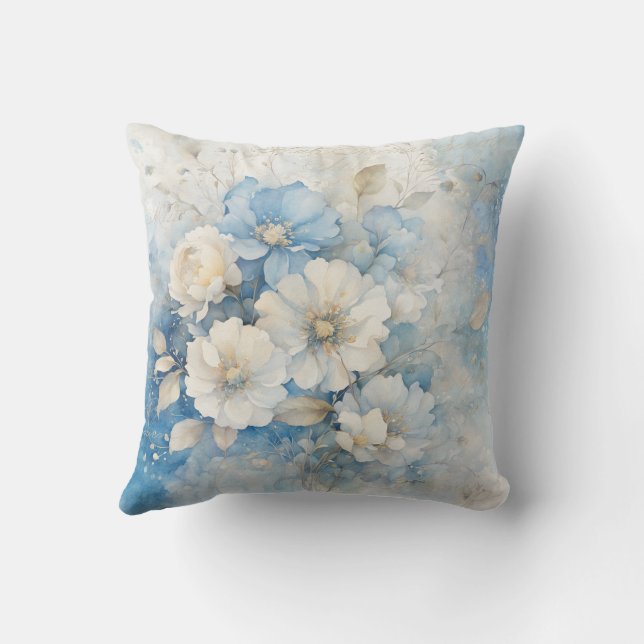 Coussin White and Blue Flowers (Verso)
