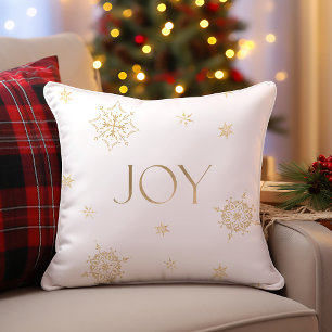 Coussin White and Gold Modern Snowflake Holiday Joie