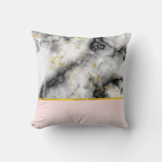 Coussin White Gray Marble with Gold Ribbon (Recto)