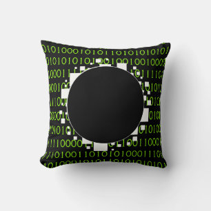 Coussin White Green 1s 0s Abyss Binary Code Digital Portal