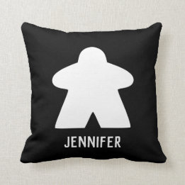 Coussin White Meeple | Texte personnalisé | Un/Mot