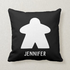 Coussin White Meeple | Texte personnalisé | Un/Mot