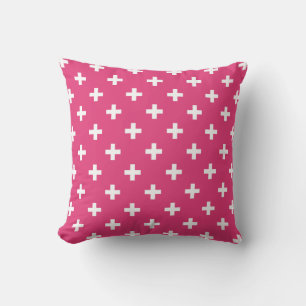 Coussin White polka crosses on fuchsia