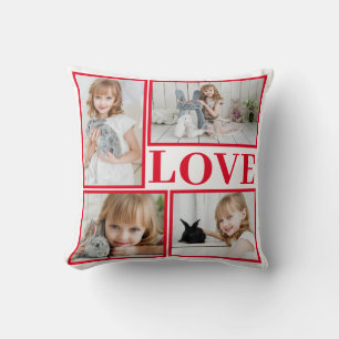 Coussin White Romantic Love 4 Photos Collage Saint Valenti