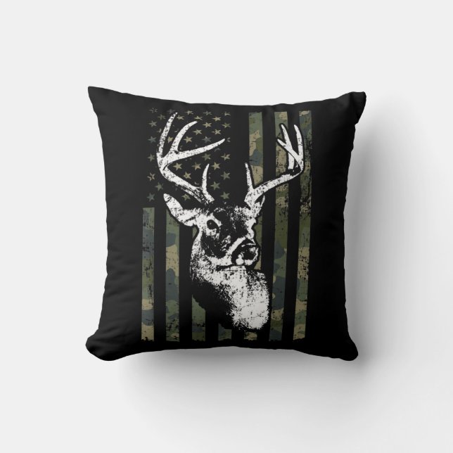Coussin Whitetail Buck Deer Hunting USA Camouflage Amériqu (Recto)