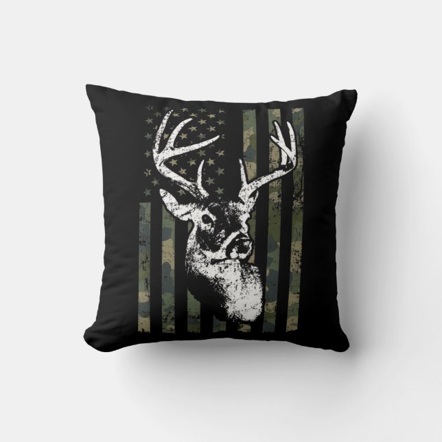 Coussin Whitetail Buck Deer Hunting USA Camouflage Amériqu (Recto)