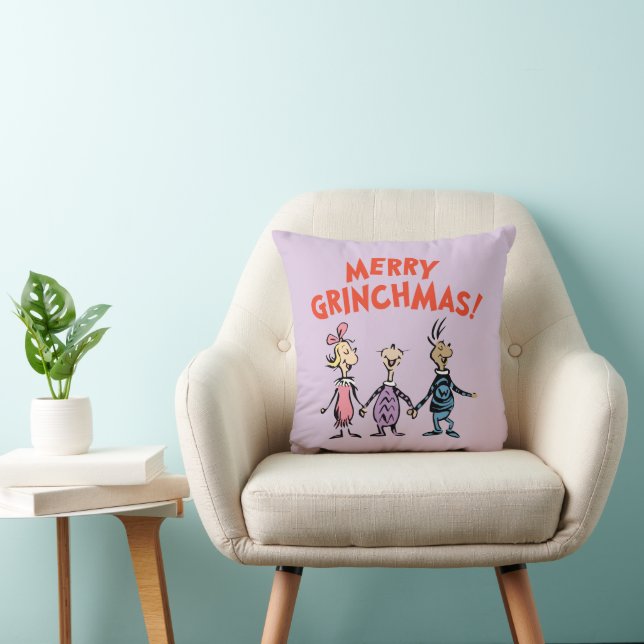 Coussin Whos Holding Hands Merry Grinchmas (Chaise)