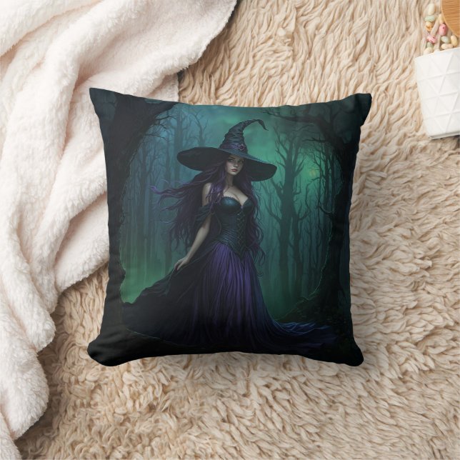 Coussin Wicked Halloween sorcière en violet et noir (Couverture)