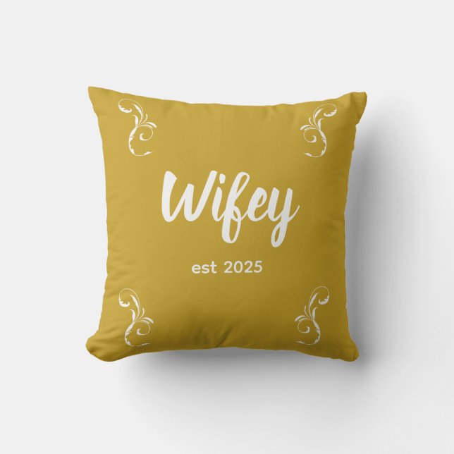 Coussin Wifey Custom Gold Bride, Fiance Gift (Recto)