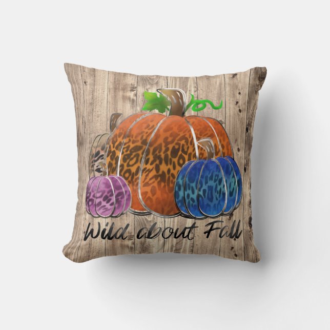 Coussin Wild About Fall Empreintes de léopard Citrouilles (Recto)