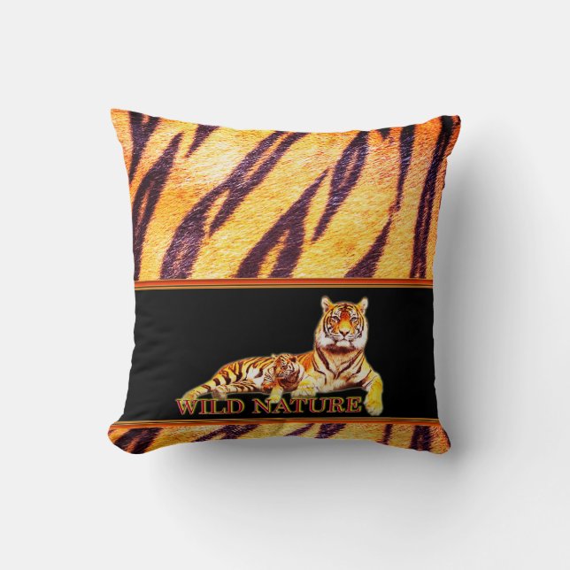 Coussin WILD NATURE - collection de dessins TIGER (Recto)