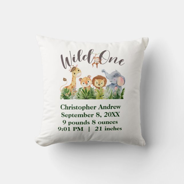 Coussin Wild One Baby Animals Jungle Safari statistiques d (Recto)