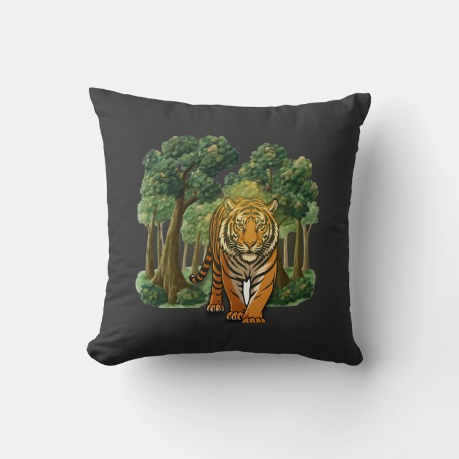 Coussin “Wild Tiger in the Forest – Natural Light Jungle D (Recto)