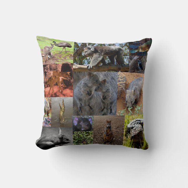 Coussin Wild Wonders : Captivant Australian Photo Collage (Recto)