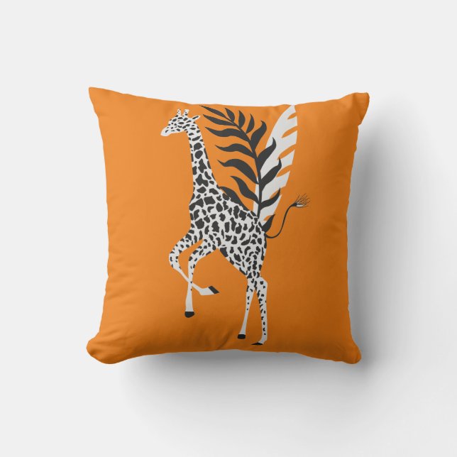 Coussin wildlife friendship - Orange Giraffe cushion (Recto)