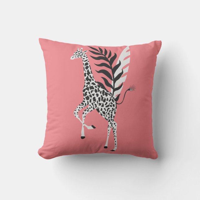 Coussin wildlife friendship - pink Giraffe cushion (Recto)