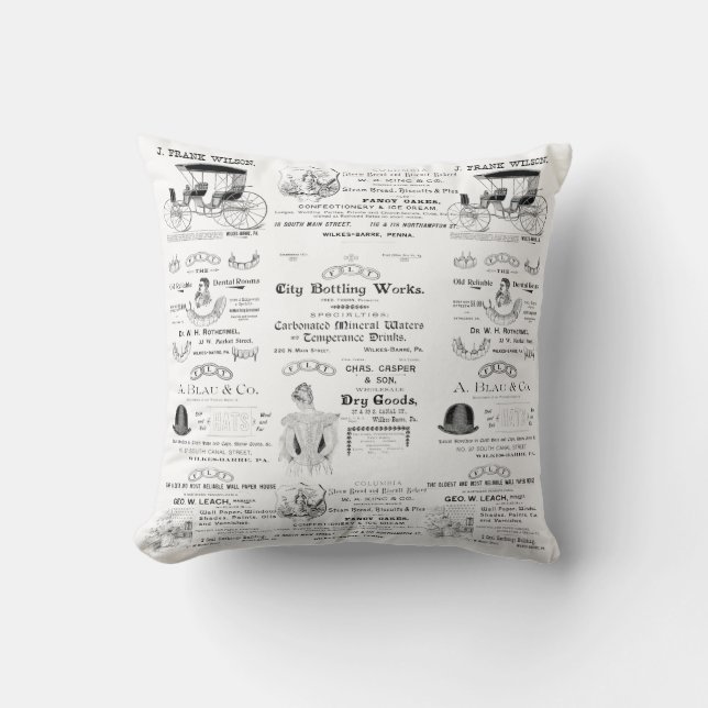 Coussin Wilkes-Barre Pennsylvania Annonce 1890 (Recto)