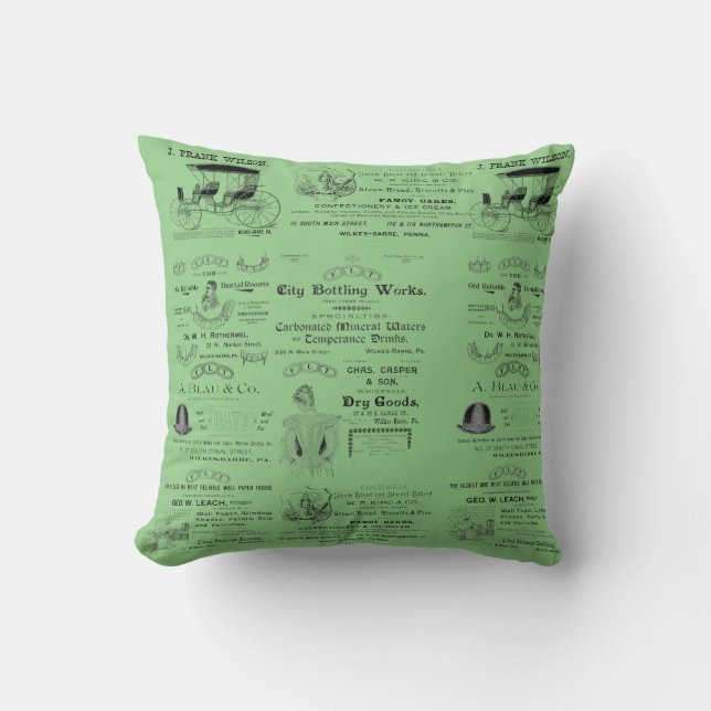 Coussin Wilkes-Barre Pennsylvania Annonce 1890 (Recto)