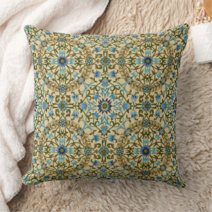 Coussin William Morris - Antique 1873 Vin et Motif de fleu