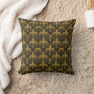 Coussin William Morris Art nouveau Lily dorée Vintage