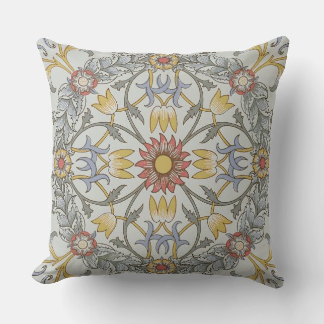 Coussin William Morris Floral Circle Flower Illustration (Recto)