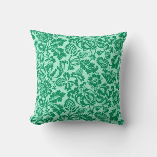 Coussin William Morris Floral Damask, Turquoise and Aqua
