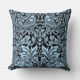 Coussin William Morris Frère Lapin Bleu Clair Noir