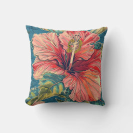 Coussin William Morris Inspiré Hibiscus Jeu d'Oreiller