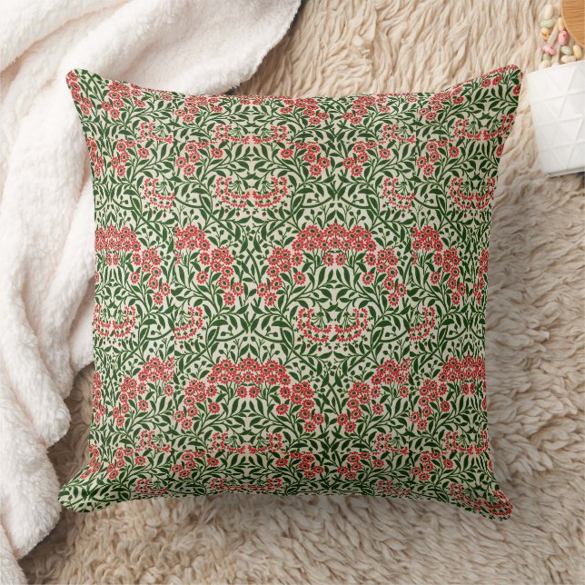 Coussin William Morris Michaelmas Daisy Fleurs rose vert (Couverture)