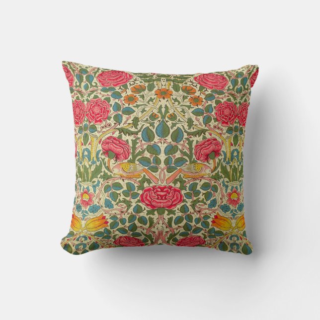 Coussin William Morris Rose Floral Chintz rose (Recto)