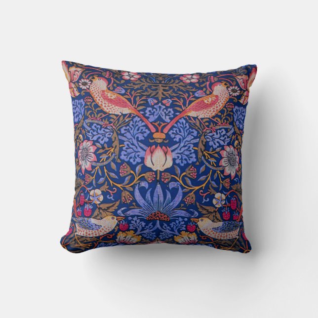 Coussin William Morris Strawberry Thief Motif floral (Recto)
