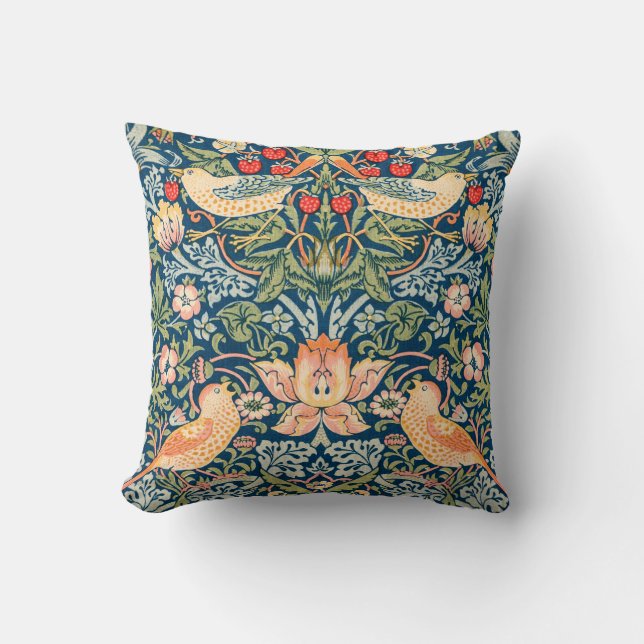 Coussin William Morris Strawberry Thief Motif floral (Recto)