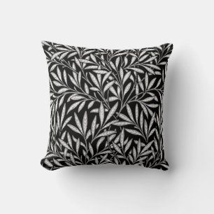 Coussin William Morris Willow Motif, noir et blanc