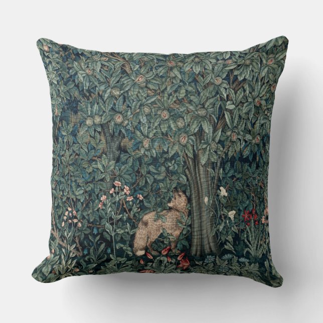 Coussin William Morris Woodland Tapestry Fox (Recto)