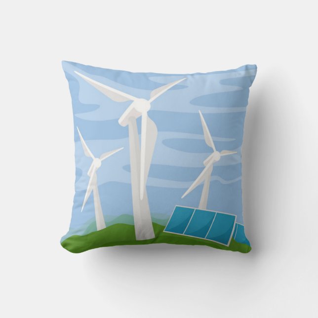 Coussin Windmills et cellules solaires (Recto)